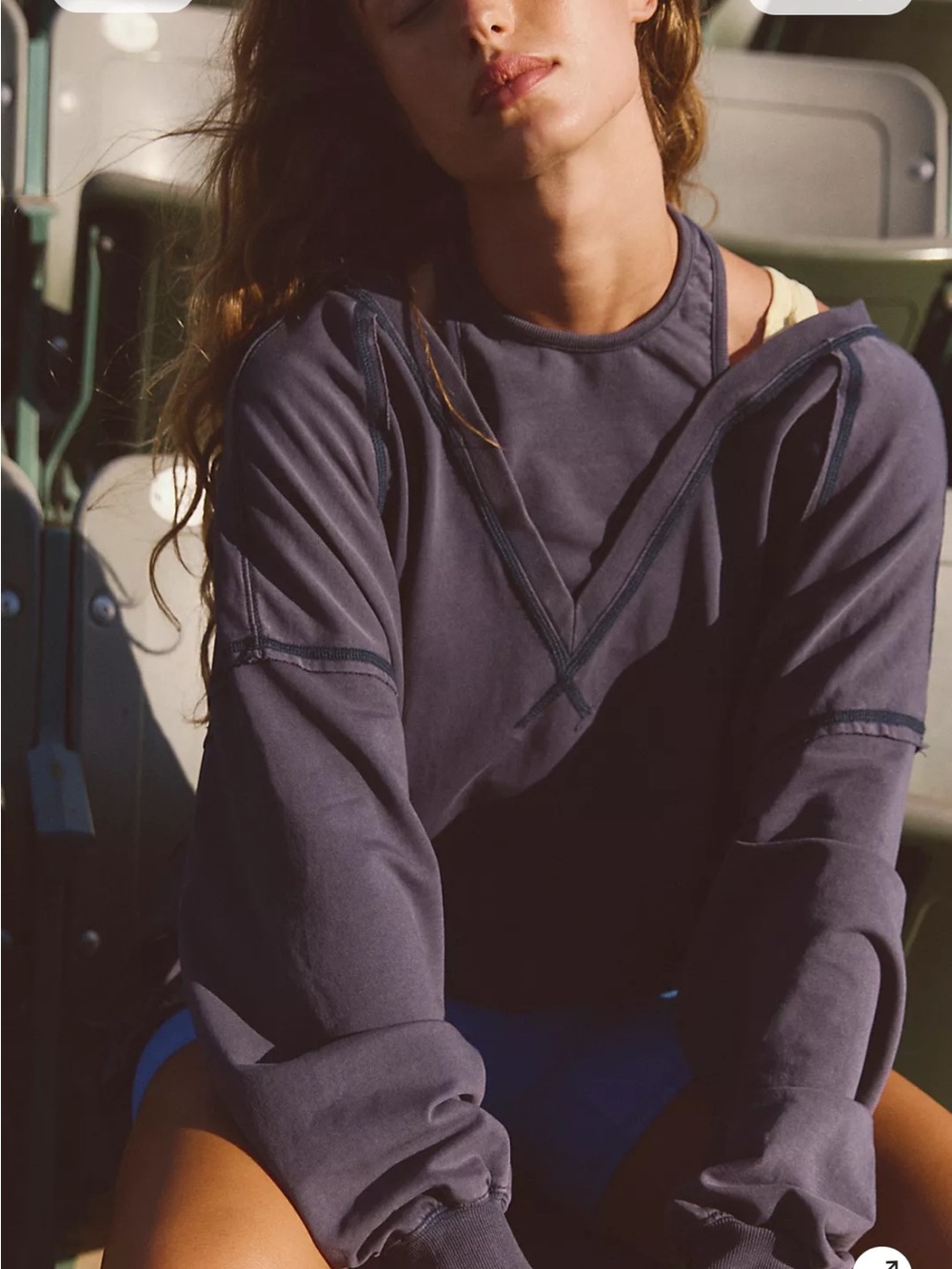 Free People Washed Navy Pullover Sweatshirt